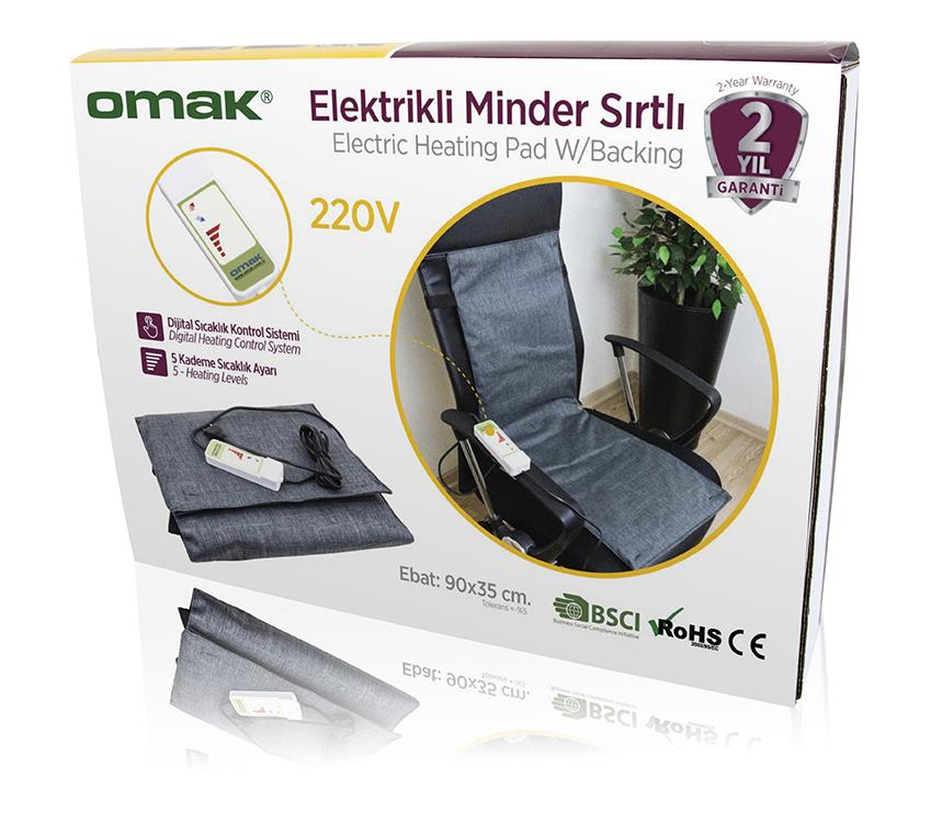 OMAK Sırtlı Dijital Kumandalı Elektrikli Isıtmalı Minder 220V