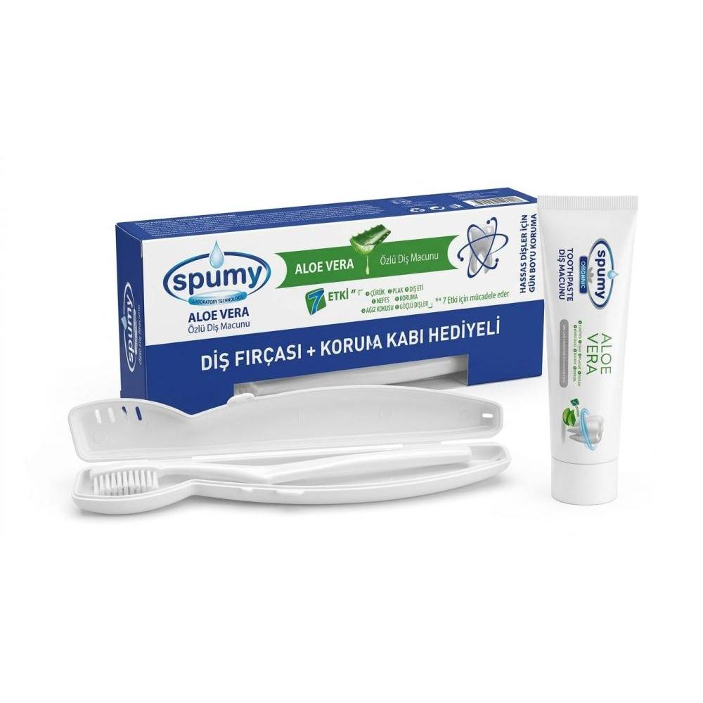 Spumy Aloe Vera Özlü Diş Macunu (Diş Fırçası + Koruma Kabı Hediyeli Set)